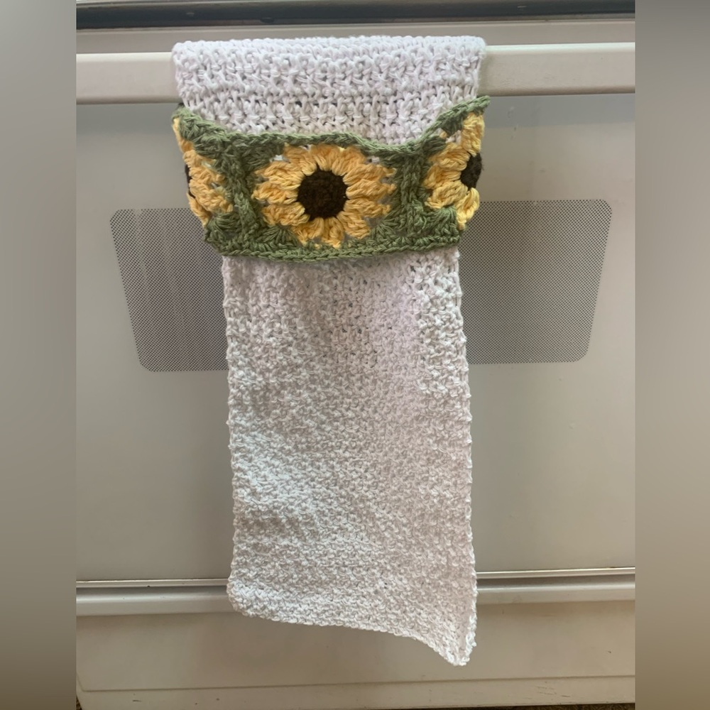 Sunflower Hanging Towel New Handmade Crochet